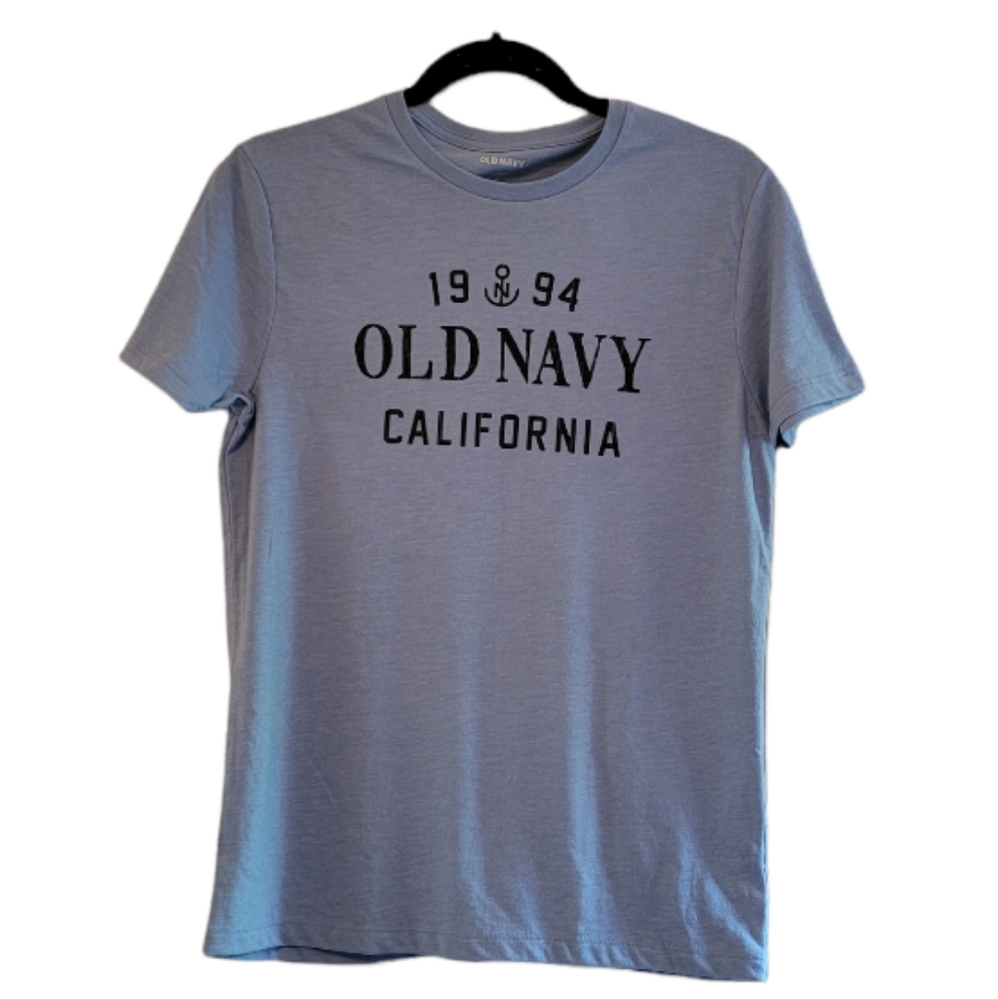 Blue and Black Old Navy Men's "Old Navy California" Graphic T-Shirt
